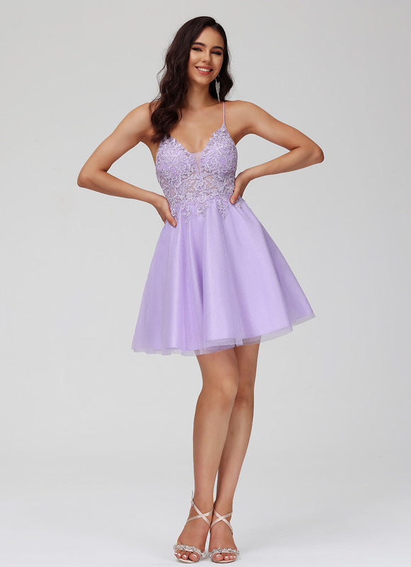 Robe Courte Tulle Lilas Élégante - gallery 6
