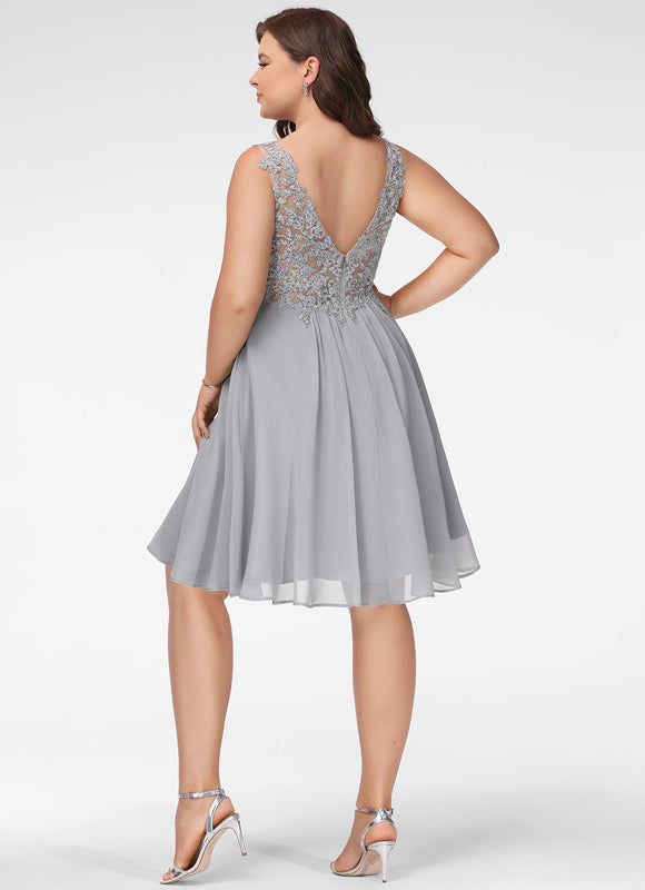 Robe Courte Courte Grise Ornée - gallery 8
