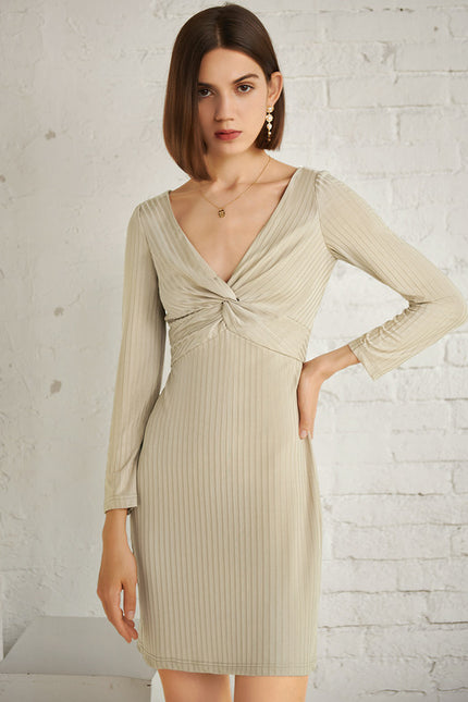 Robe Courte Moulante Beige