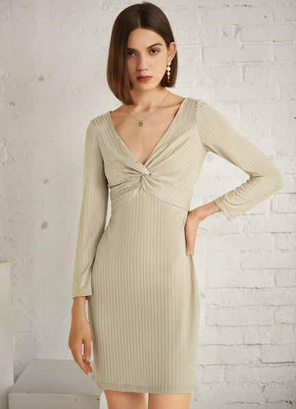 Robe Courte Moulante Beige
