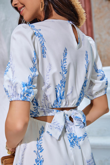 Robe Courte Verte À Fleurs - gallery 3