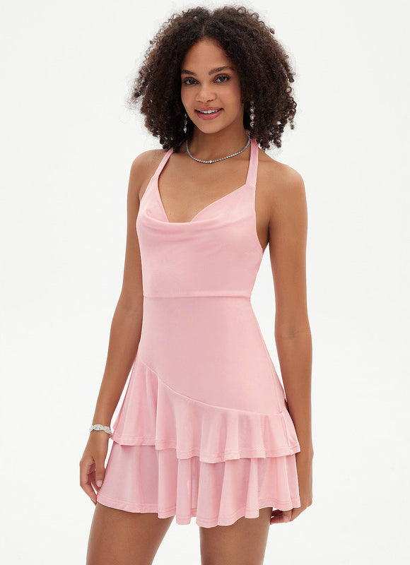 Robe Courte Mini Volants Rose - gallery 5