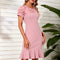 Robe Courte Dentelle Rose Poudré