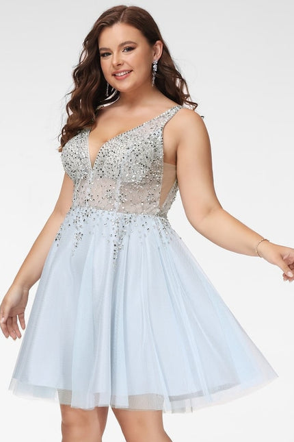 Robe Courte Scintillante Ciel - gallery 5