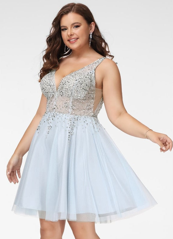 Robe Courte Scintillante Ciel - gallery 5