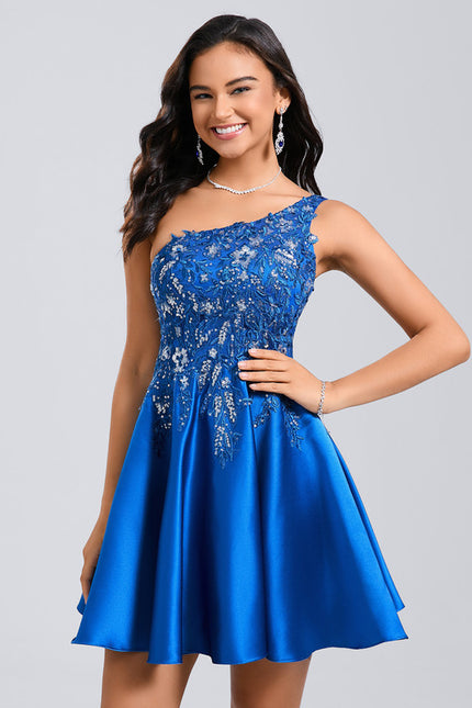 Robe Courte Satin Asymétrique - gallery 4