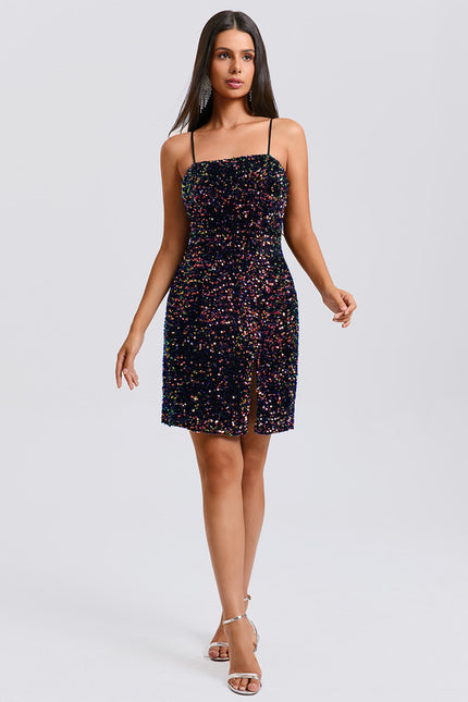 Robe Courte En Velours Et Sequins - gallery 6