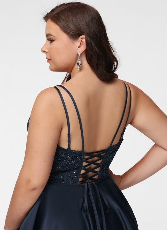 Robe Courte Satinée Marine - gallery 5
