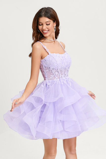 Robe Courte Tulle Asymétrique Rose - gallery 5
