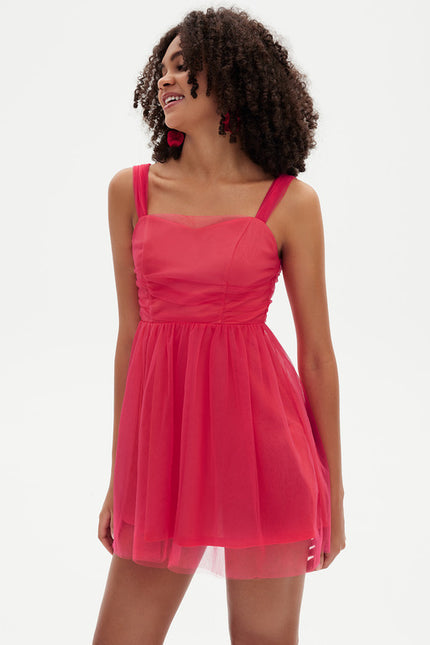 Robe Courte Rose Aérienne - gallery 9