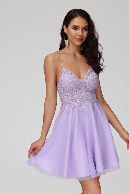 Robe Courte Tulle Lilas Élégante