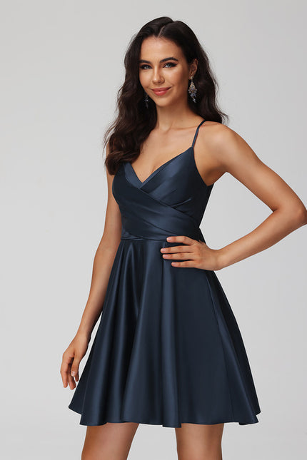 Robe Courte Satinée À Volants - gallery 2