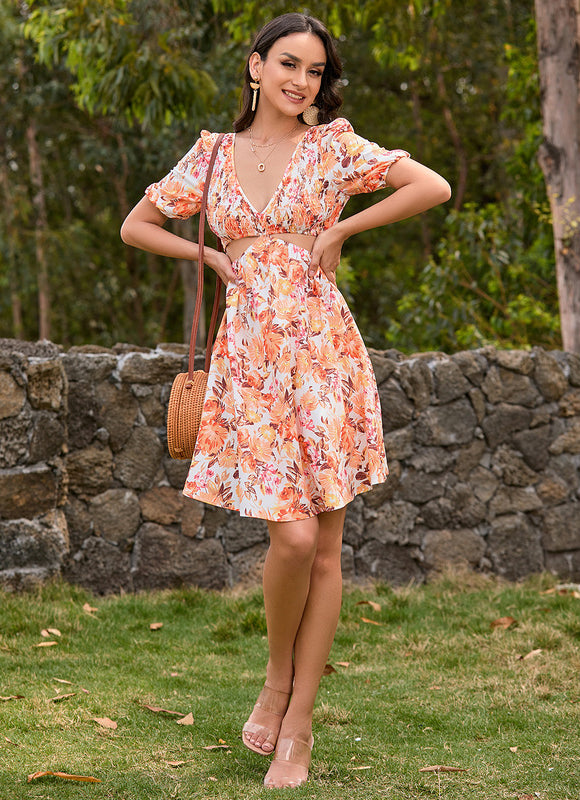 Robe Courte Florale Vaporeuse - gallery 2