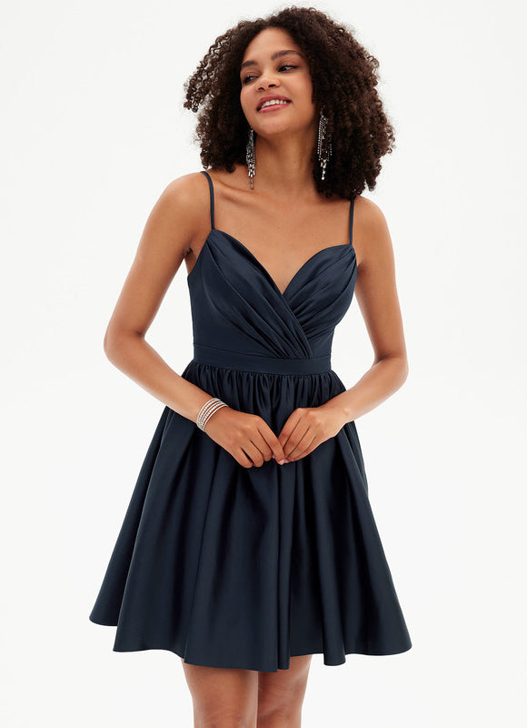 Robe Courte Satinée À Volants - gallery 2