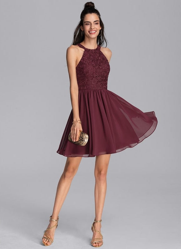 Robe De Soirée Courte Dentelle - gallery 5