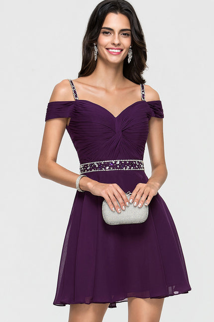 Robe Courte Courte Violette Élégante