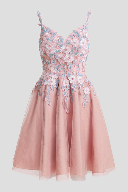 Robe Courte Rose Brodée