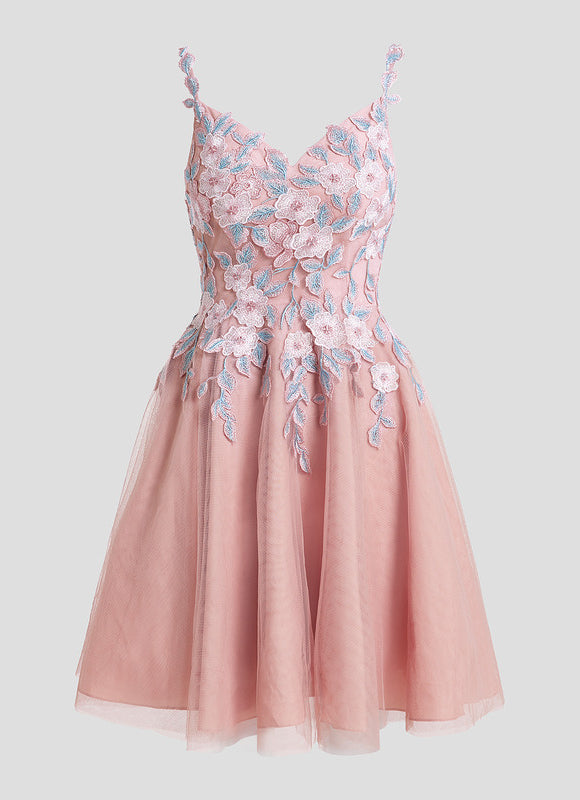 Robe Courte Rose Brodée