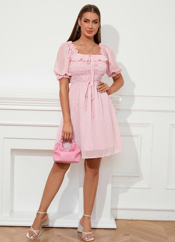 Robe Courte À Pois Délicate - gallery 5