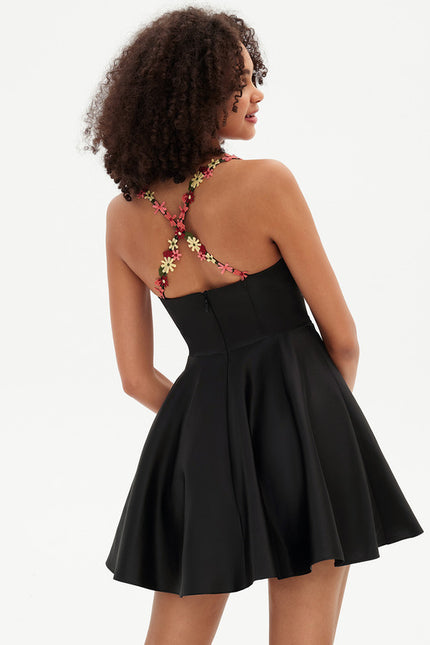 Robe Courte Satin Brodée - gallery 7