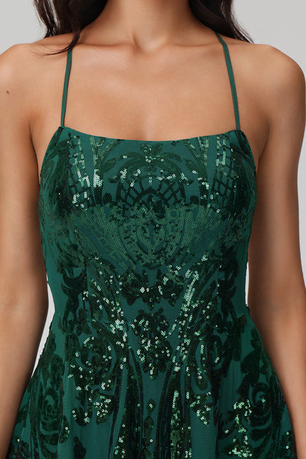 Robe Courte À Paillettes Émeraude - gallery 3