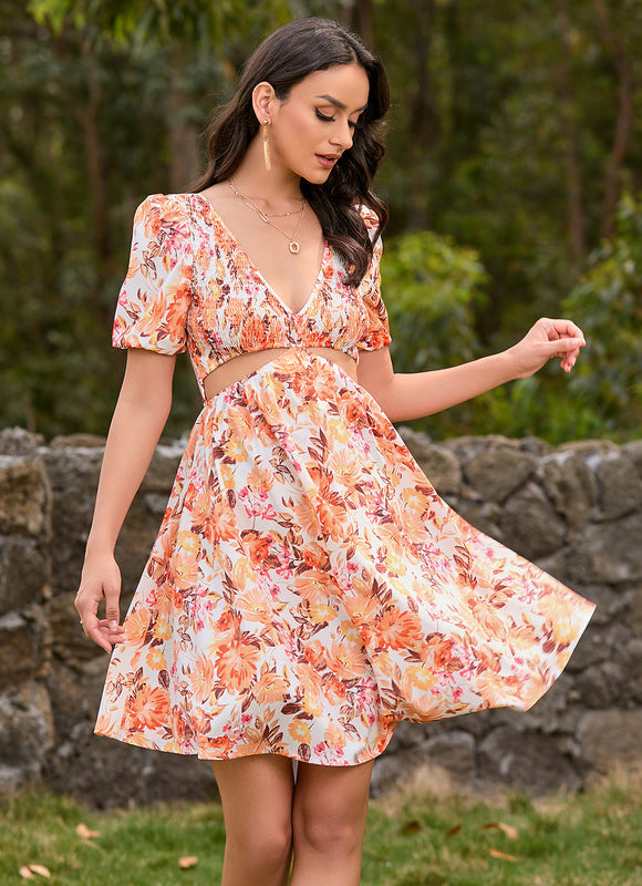 Robe Courte Florale Vaporeuse - gallery 3