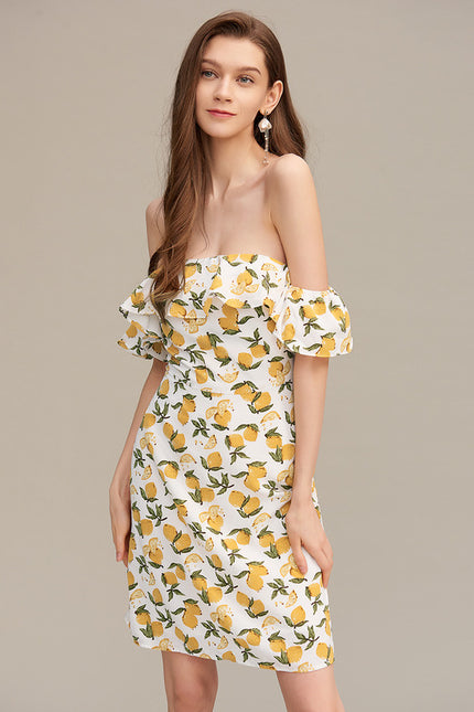 Robe Courte Citronnée Ajustée - gallery 1
