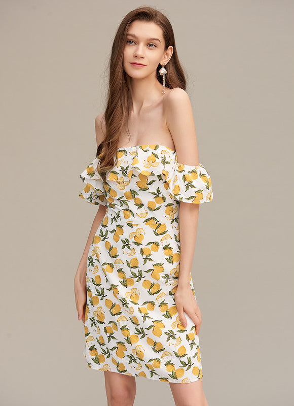 Robe Courte Citronnée Ajustée - gallery 1