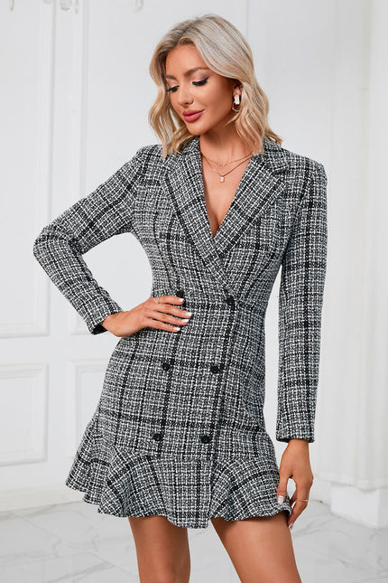 Robe Courte À Carreaux Élégante - gallery 1