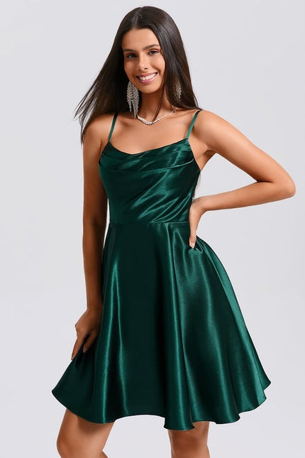 Robe Courte Satin Émeraude - gallery 5