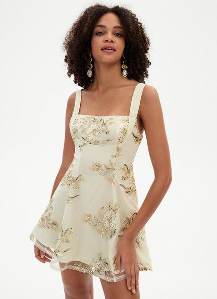 Robe Courte Florale Ivoire