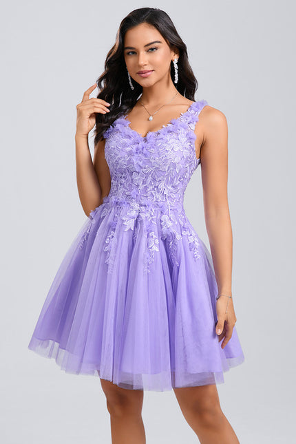 Robe Courte Violette Embellie - gallery 1