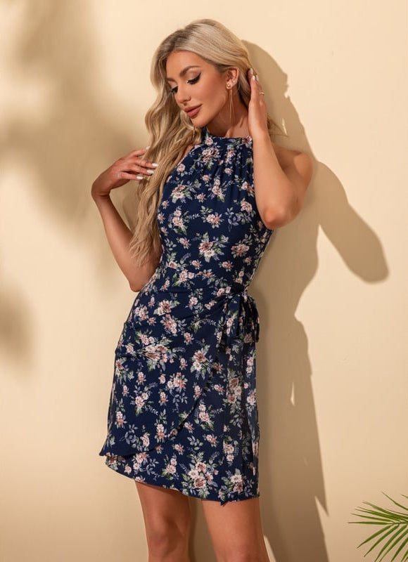 Robe Courte Florale Navy - gallery 5