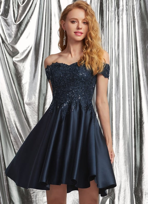 Robe Courte Satin Noire - gallery 1