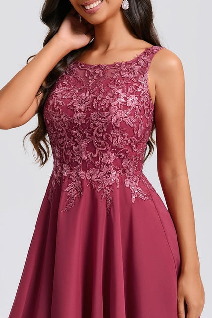 Robe Courte Bordeaux Évasée - gallery 5
