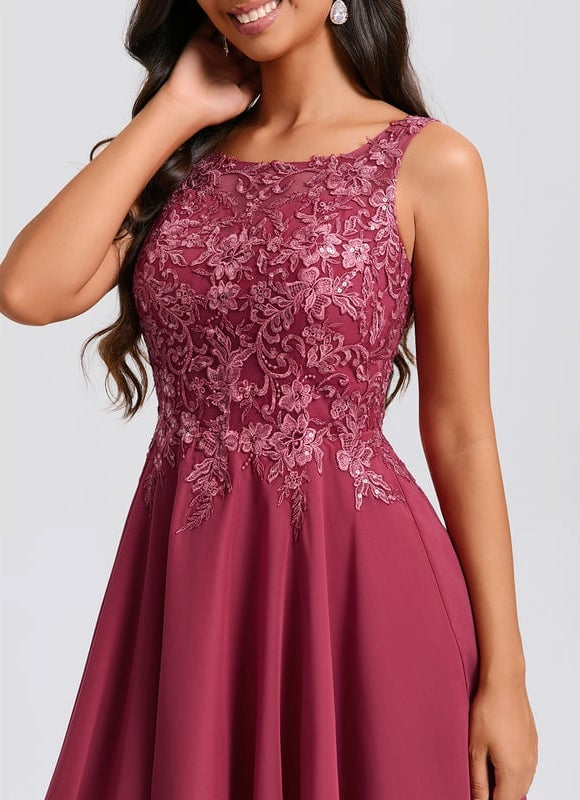 Robe Courte Bordeaux Évasée - gallery 5