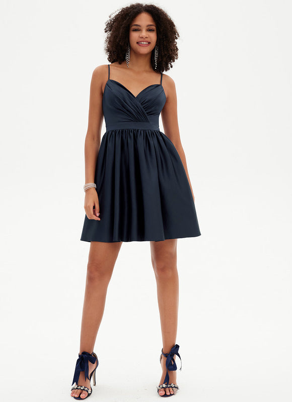 Robe Courte Satinée À Volants - gallery 7
