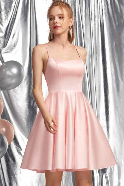 Robe Courte Rose Satinée - gallery 2