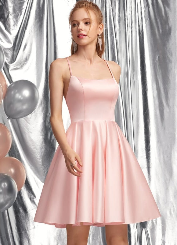 Robe Courte Rose Satinée - gallery 2