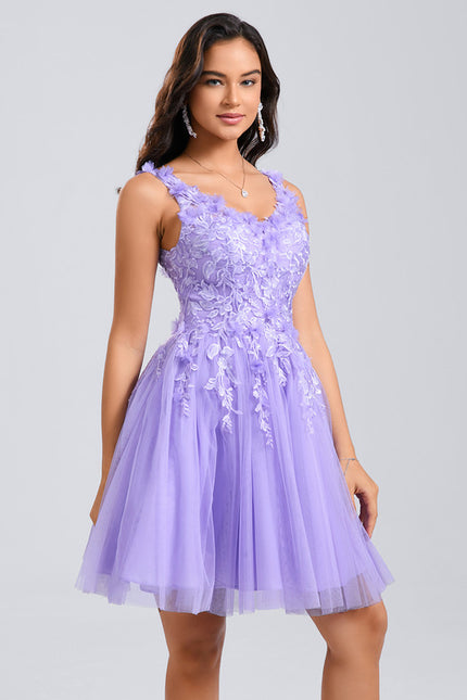 Robe Courte Violette Embellie - gallery 3