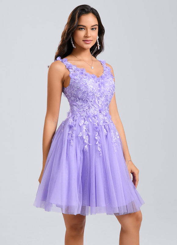 Robe Courte Violette Embellie - gallery 3