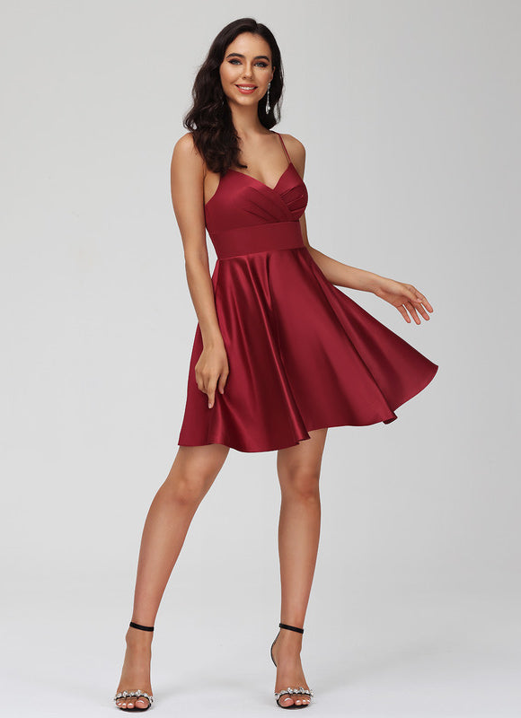 Robe Courte Satinée À Volants - gallery 4