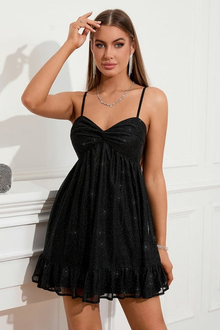 Robe Noire Courte Fluide - gallery 3