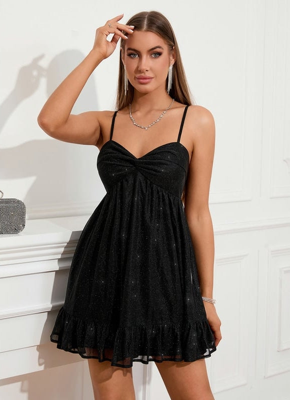 Robe Noire Courte Fluide - gallery 3