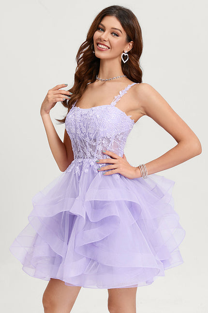 Robe Courte Tulle Asymétrique Rose - gallery 1