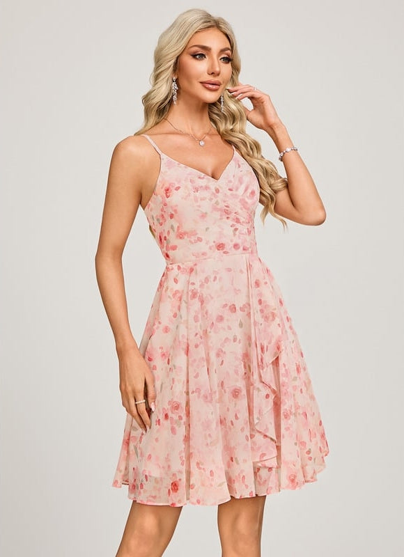 Robe Courte Vaporeuse À Bretelles - gallery 1