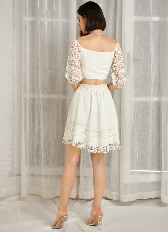 Robe Blanche Courte Broderie Anglaise - gallery 3