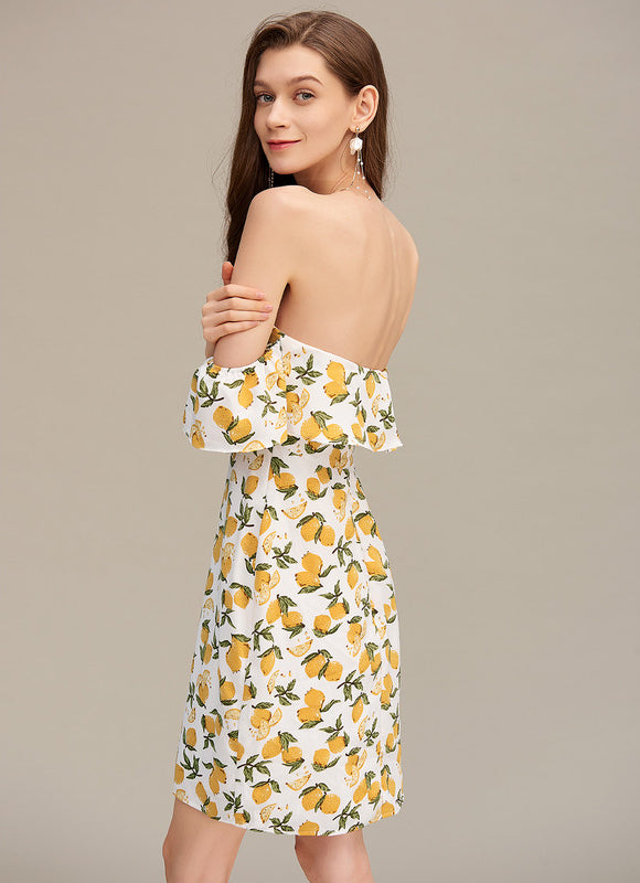 Robe Courte Citronnée Ajustée - gallery 3