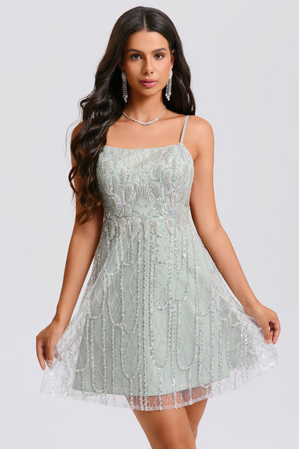 Robe Courte Paillettes Femme - gallery 6