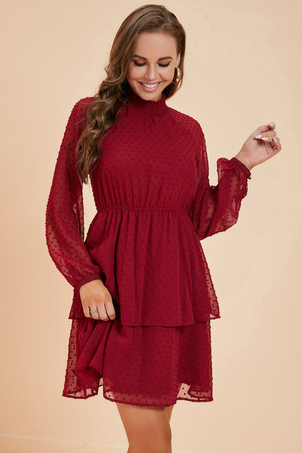 Robe Courte Volants Bordeaux